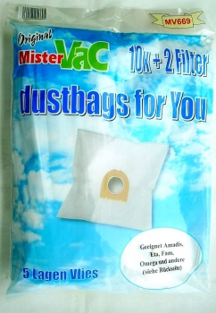 Preview: Staubsaugerbeutel geeignet für HOLLAND ELECTRO - Menalux 6100 - Swirl X28 - Mistervac MV669